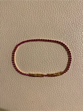 4mm Pink Lab Created Diamond Tennis Bracelet 14K Gold Plated